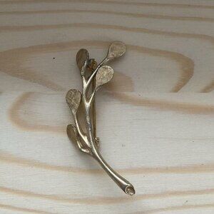 Vintage Gold-Tone Leaf Branch Brooch Pin